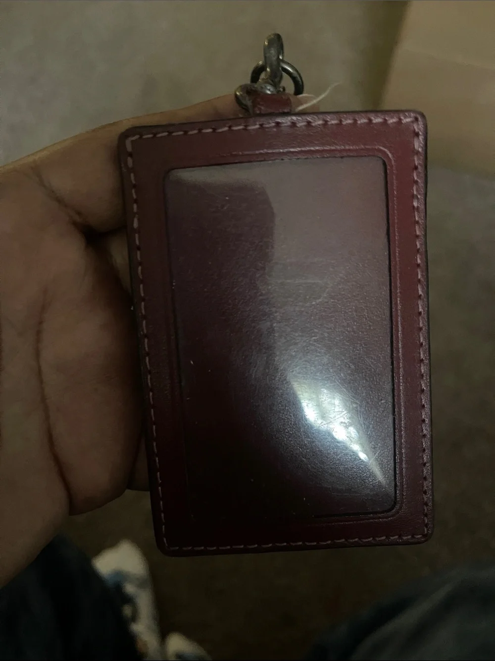 Coach Pink Floral Card & Key Holder with Burgundy Trim